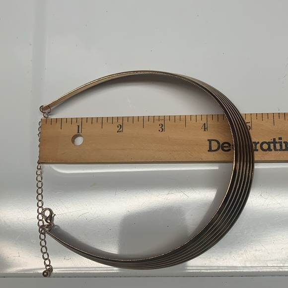 Gold tone Rings Detailed Choker with chain Vintage 80s - Picture 8 of 9